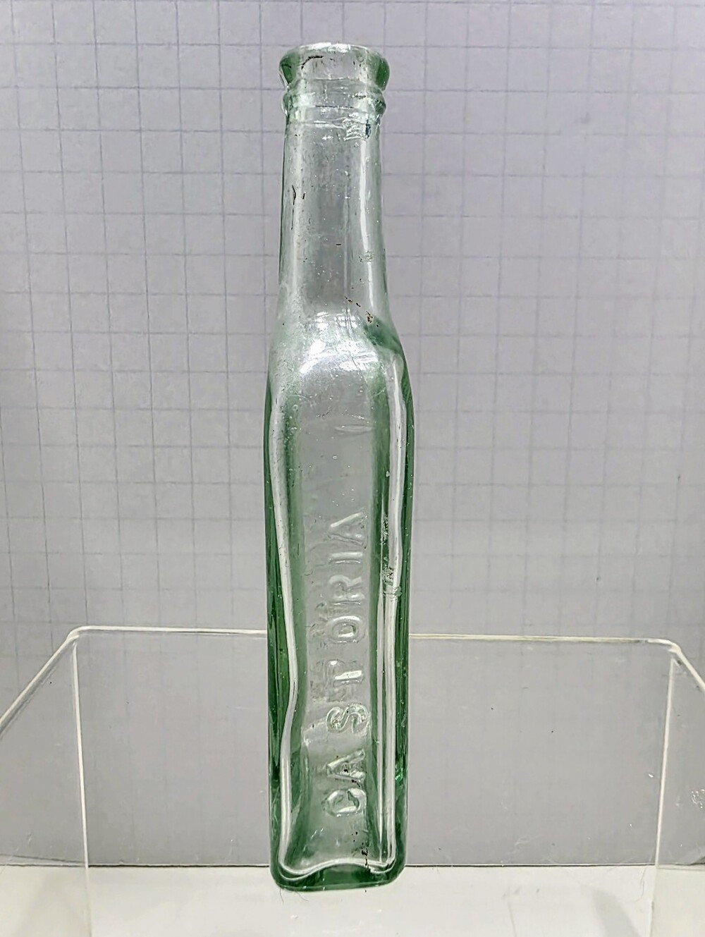 Antique Light Green Collector's Glass Castoria Bottle